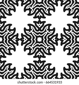 Abstract seamless black and white color pattern for wallpapers and backgrounds. Vector template can be used for design of wallpaper, fabric, oilcloth, textile, wrapping paper and other