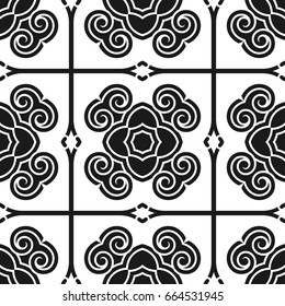 Abstract seamless black and white color pattern for wallpapers and backgrounds. Vector template can be used for design of wallpaper, fabric, oilcloth, textile, wrapping paper and other