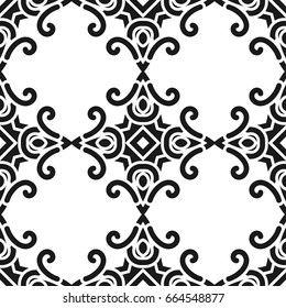 Abstract seamless black and white color pattern for wallpapers and backgrounds. Vector template can be used for design of wallpaper, fabric, oilcloth, textile, wrapping paper and other