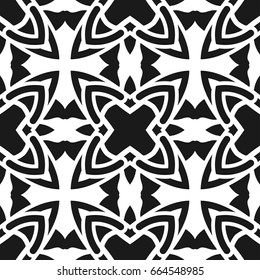 Abstract seamless black and white color pattern for wallpapers and backgrounds. Vector template can be used for design of wallpaper, fabric, oilcloth, textile, wrapping paper and other