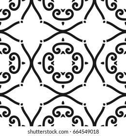 Abstract seamless black and white color pattern for wallpapers and backgrounds. Vector template can be used for design of wallpaper, fabric, oilcloth, textile, wrapping paper and other