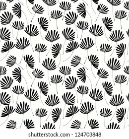 Abstract seamless black and white floral texture. Template for design and decoration