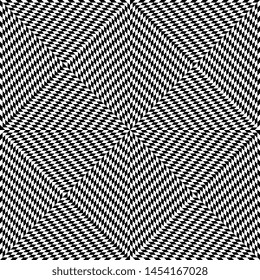 Abstract Seamless Black and White Geometric Pattern with Squares. Contrasty Optical Psychedelic Illusion. Chessboard Wicker Texture. Vector Illustration