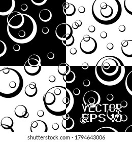 Abstract Seamless Black and White Geometric Pattern with Circles. Cellular Spotted Texture. Contrasty Optical Psychedelic Illusion. Vector Illustration