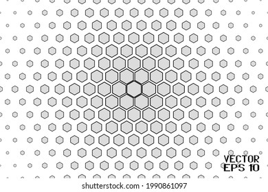 Abstract Seamless Black and White Geometric Pattern with Polygons. Contrasty Optical Psychedelic Illusion. Spotted Hexagonal Texture. Vector Illustration