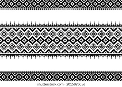 Abstract seamless black and white geometric ethnic oriental pattern design for textile background