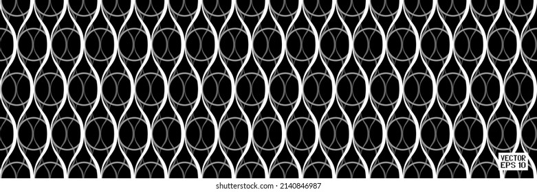 Abstract Seamless Black and White Geometric Pattern with Circles. Contrasty Optical Psychedelic Illusion. Spotted Repeating Texture. Vector. 3D Illustration
