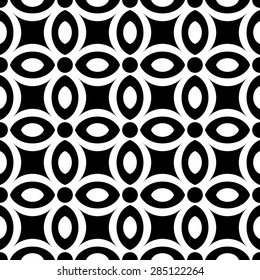 Abstract Seamless black and white geometric floral pattern. Vector  illustration