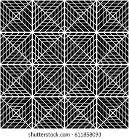 Abstract seamless black and white geometric squares pattern.