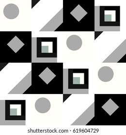 Abstract seamless black and white geometric pattern.