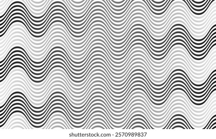 abstract seamless black white gradient smooth wave line pattern suitable for background.