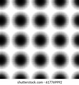 Abstract Seamless black and white halftone pattern. Mosaic of spheres from black dots. Vector Illustration.
