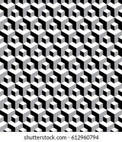 Abstract seamless black & white hexagonal pattern