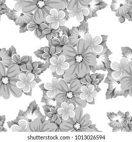 abstract seamless black and white pattern of flowers. For design of cards, invitations, greeting for birthday, Valentine's Day, wedding, party, celebration. Vector illustration.