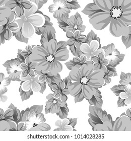 abstract seamless black and white pattern of flowers. For design of cards, invitations, greeting for birthday, Valentine's Day, wedding, party, celebration. Vector illustration.