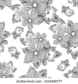abstract seamless black and white pattern of flowers. For design of cards, invitations, greeting for birthday, Valentine's Day, wedding, party, celebration. Vector illustration.