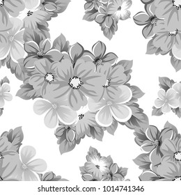 abstract seamless black and white pattern of flowers. For design of cards, invitations, greeting for birthday, Valentine's Day, wedding, party, celebration. Vector illustration.