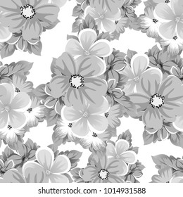 abstract seamless black and white pattern of flowers. For design of cards, invitations, greeting for birthday, Valentine's Day, wedding, party, celebration. Vector illustration.