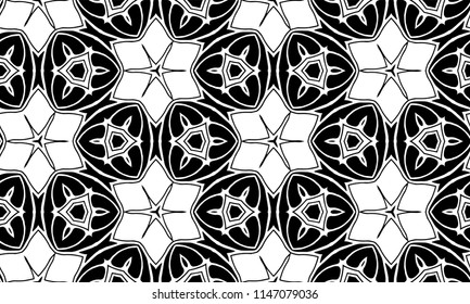 Abstract seamless black and white pattern - vector illustration 