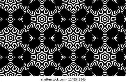 Abstract seamless black and white pattern - vector illustration 