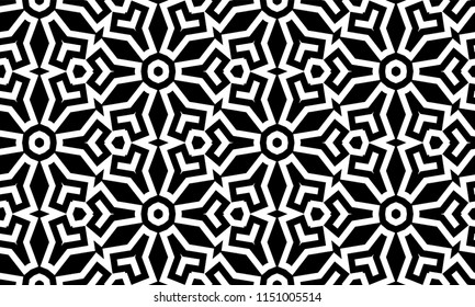 Abstract seamless black and white pattern - vector illustration 