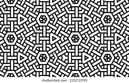 Abstract seamless black and white pattern - vector illustration 