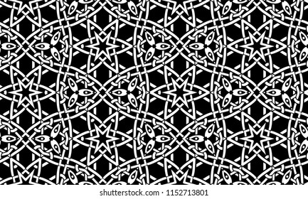 Abstract seamless black and white pattern - vector illustration 