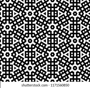 Abstract seamless black and white pattern - vector illustration 