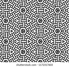 Abstract seamless black and white pattern - vector illustration 