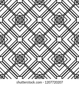 Abstract seamless black and white pattern - vector illustration