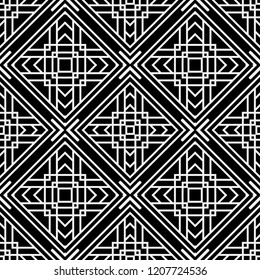 Abstract seamless black and white pattern - vector illustration