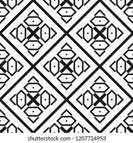 Abstract seamless black and white pattern - vector illustration