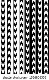 Abstract Seamless Black and White Pattern with Arrows. Geometric Zigzag for Wallpaper. Vector Illustration