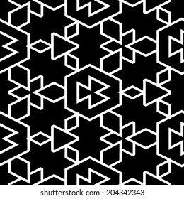 Abstract seamless black and white pattern - vector illustration 