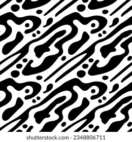 Abstract seamless black and white pattern of smooth lines