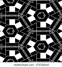 Abstract seamless black and white pattern - vector illustration 