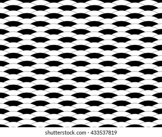 Abstract seamless black and white pattern of arcs. Vector eps10.