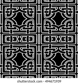 Abstract seamless black and white pattern - vector illustration 