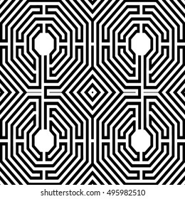 Abstract seamless black and white pattern - vector illustration 
