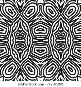 Abstract seamless black and white pattern from flowing lines. Dynamic background maze. Graphic pattern for the ceiling, floor and walls.