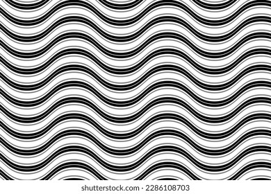 abstract seamless black and white stripe straight line wave pattern vector.
