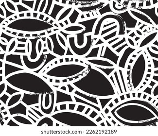 Resumen de diseño textil blanco y negro sin fisuras