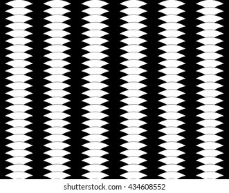 Abstract seamless black and white texture of vertical zigzag bands. Vector eps10.