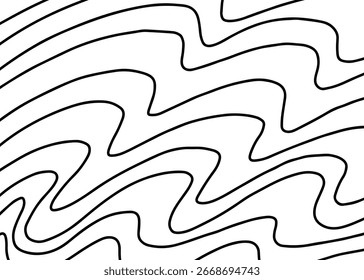 Abstract seamless black and white vector pattern with wavy lines