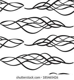 Abstract seamless  black white wave curls texture 