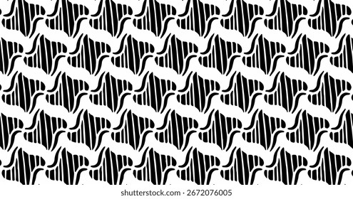 Abstrato padrão de onda preto e branco sem costura com efeito decorativo listrado criando textura geométrica moderna.