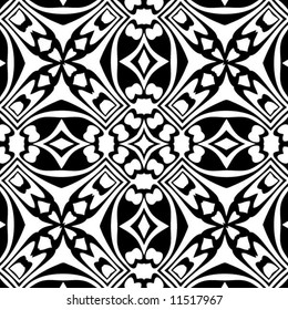 Abstract seamless black-and-white pattern - vector illustration