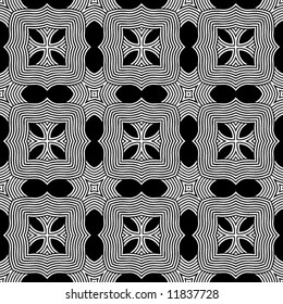 Abstract seamless black-and-white pattern - vector illustration
