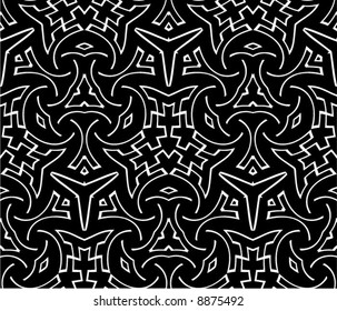 Abstract seamless black-and-white pattern - vector illustration