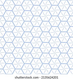 Abstraktes, nahtloses, blaues, geometrisches Hexagonmuster. Vektorkunst.